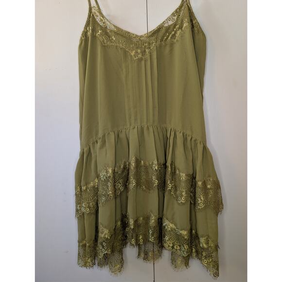ASOS Cami Tiered Ruffle Mini Olive Dress Size 8 - Picture 12 of 16